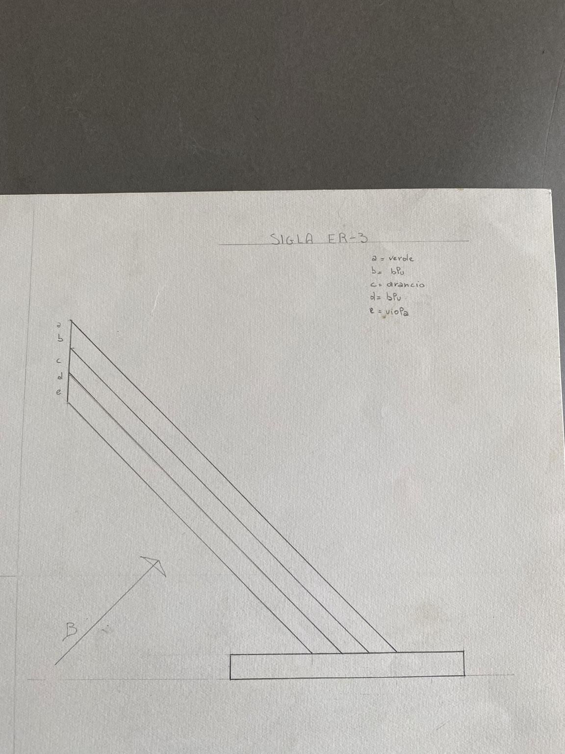 1973 Italy Edival Ramosa Pencil Drawing On Paper Multicolor Floor Lamp Project photo 2298.0
