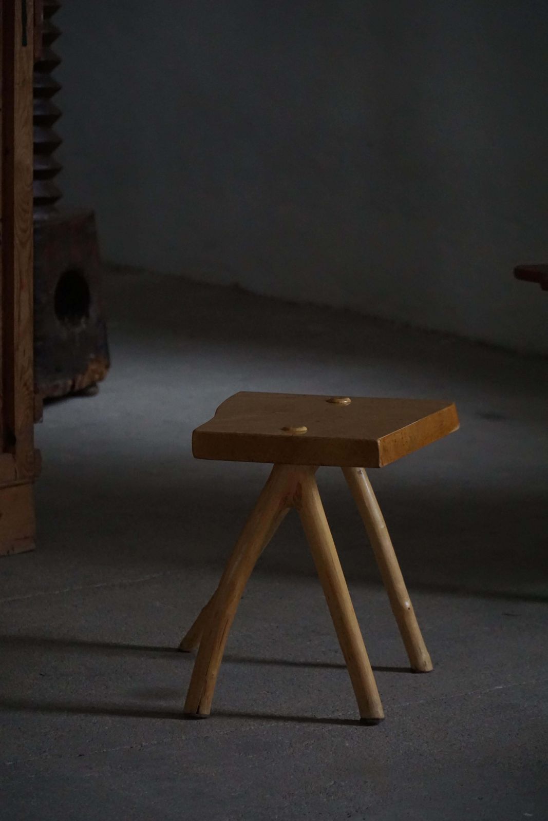Handcrafted Wooden Wabi Sabi Stool In Birch, Scandinavian Modern, 1960s photo 518.0