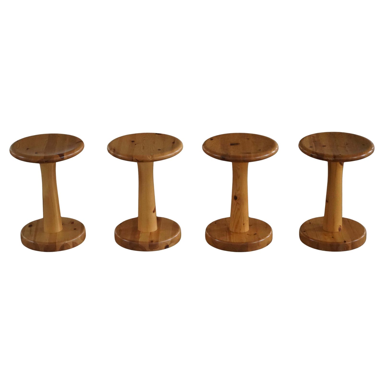 Danish Mid 20th Century, Set Of 4 Rainer Daumiller Pine Stools / Pedestals, 1970