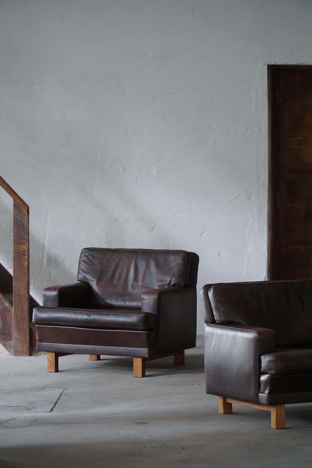 Pair Of Danish Modern Lounge Chairs In Dark Brown Leather & Rosewood, 1960s photo Furniture