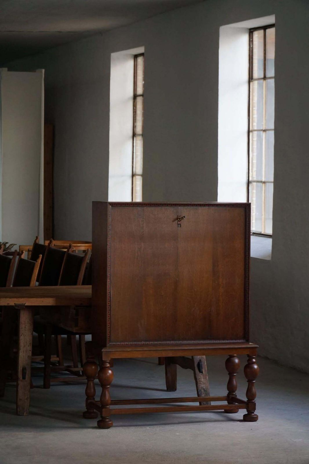 Danish Modern, Unique Handcrafted Oak Secretary Cabinet, Mid 20th Century photo Furniture