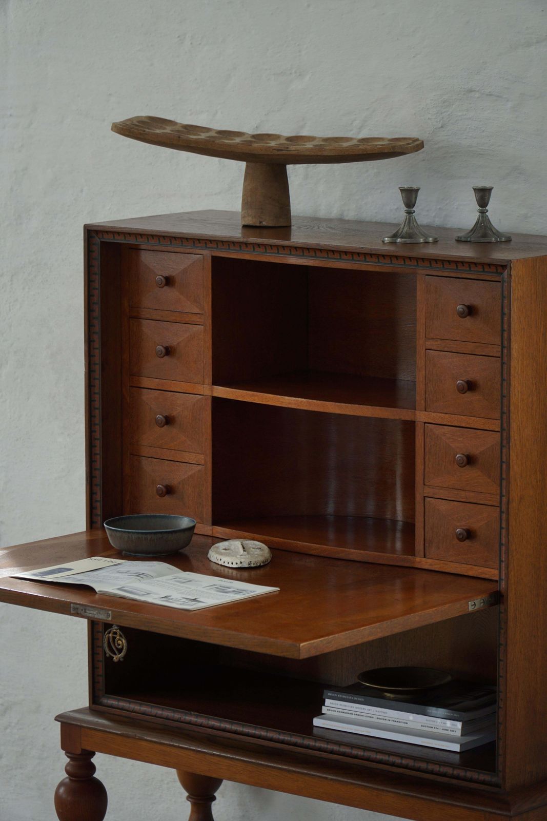Danish Modern, Unique Handcrafted Oak Secretary Cabinet, Mid 20th Century photo 5074.0