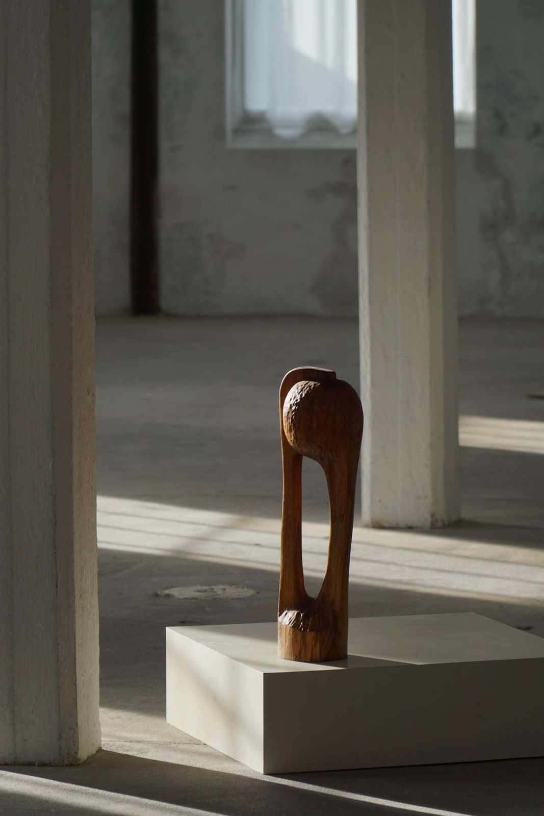Wooden Sculpture "Den Eftertænksomme" By Ole Wettergren, Denmark, 1980s photo buy