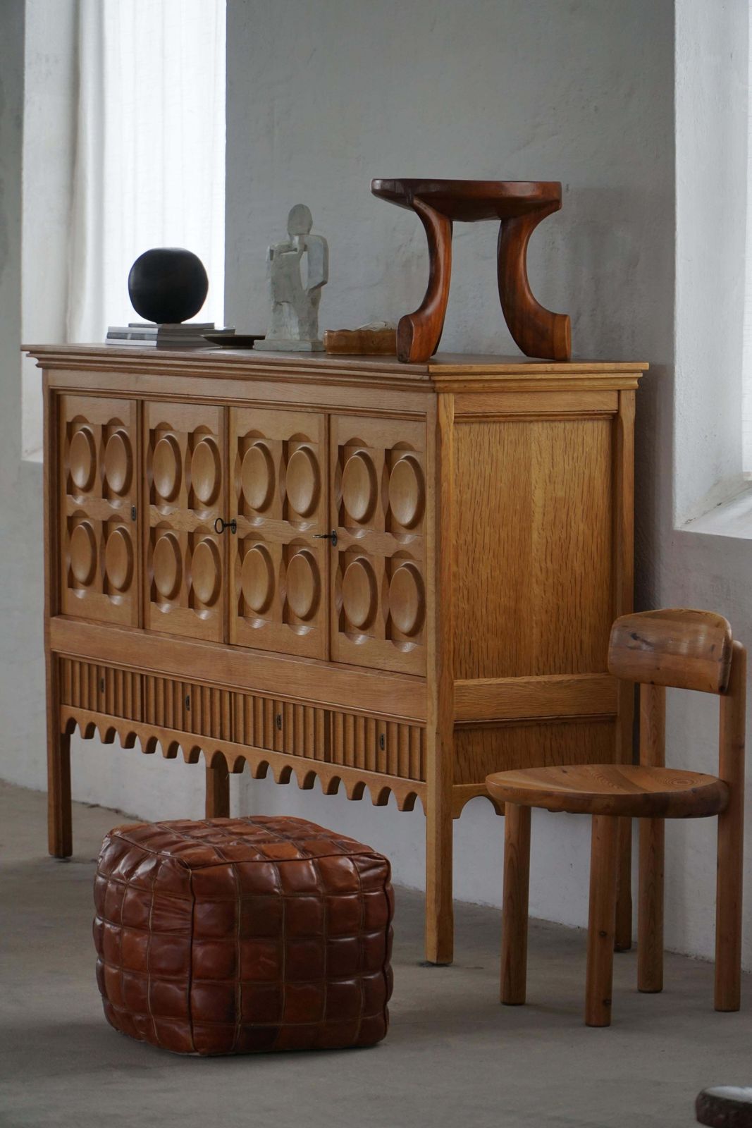 photo for sale Mid 20th Century Oromo African Stool, Hand Carved Wood, Tribal Style