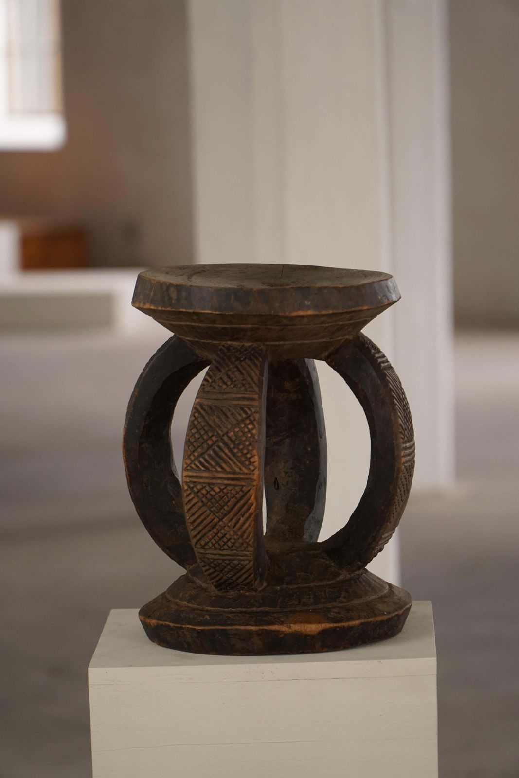 Antique Mid 20th Century African Dogon Hand Carved Wood Stool, Wabi Sabi Style photo furniture