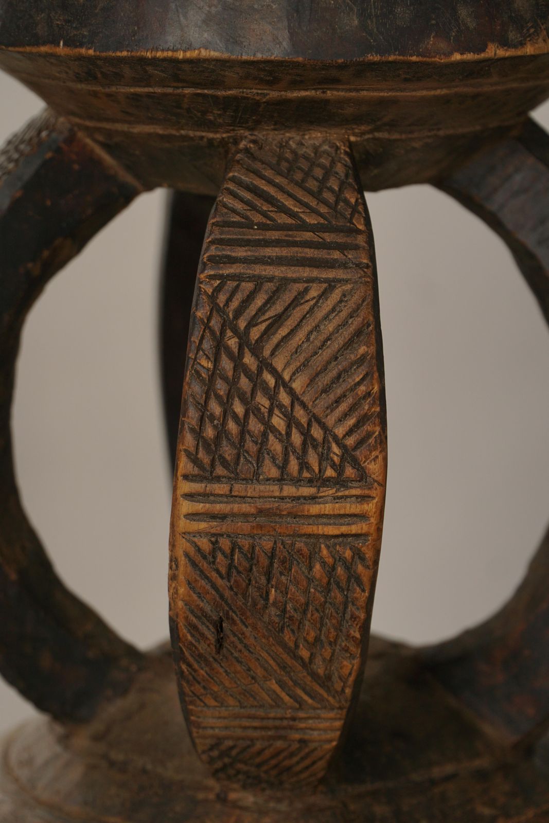 Antique Mid 20th Century African Dogon Hand Carved Wood Stool, Wabi Sabi Style photo vintage