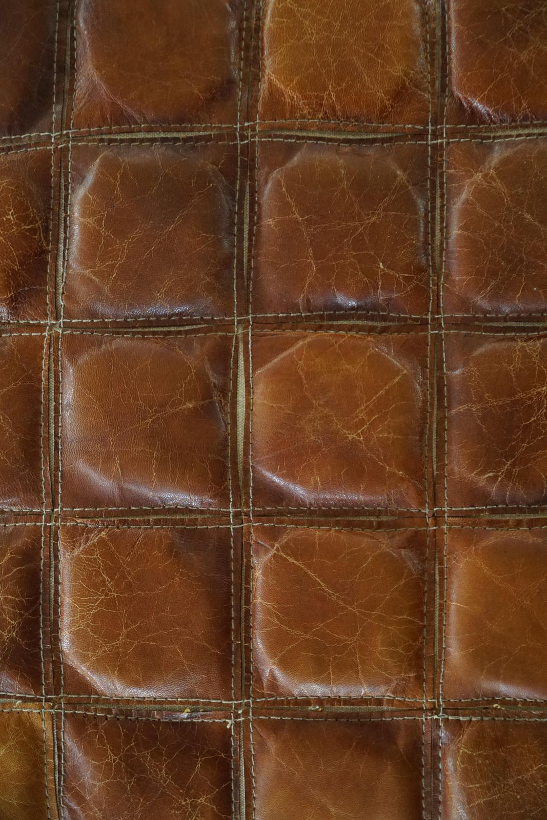 Mid 20th Century, Cube Pouf / Ottoman In Patinated Brown Leather, 1960s photo buy