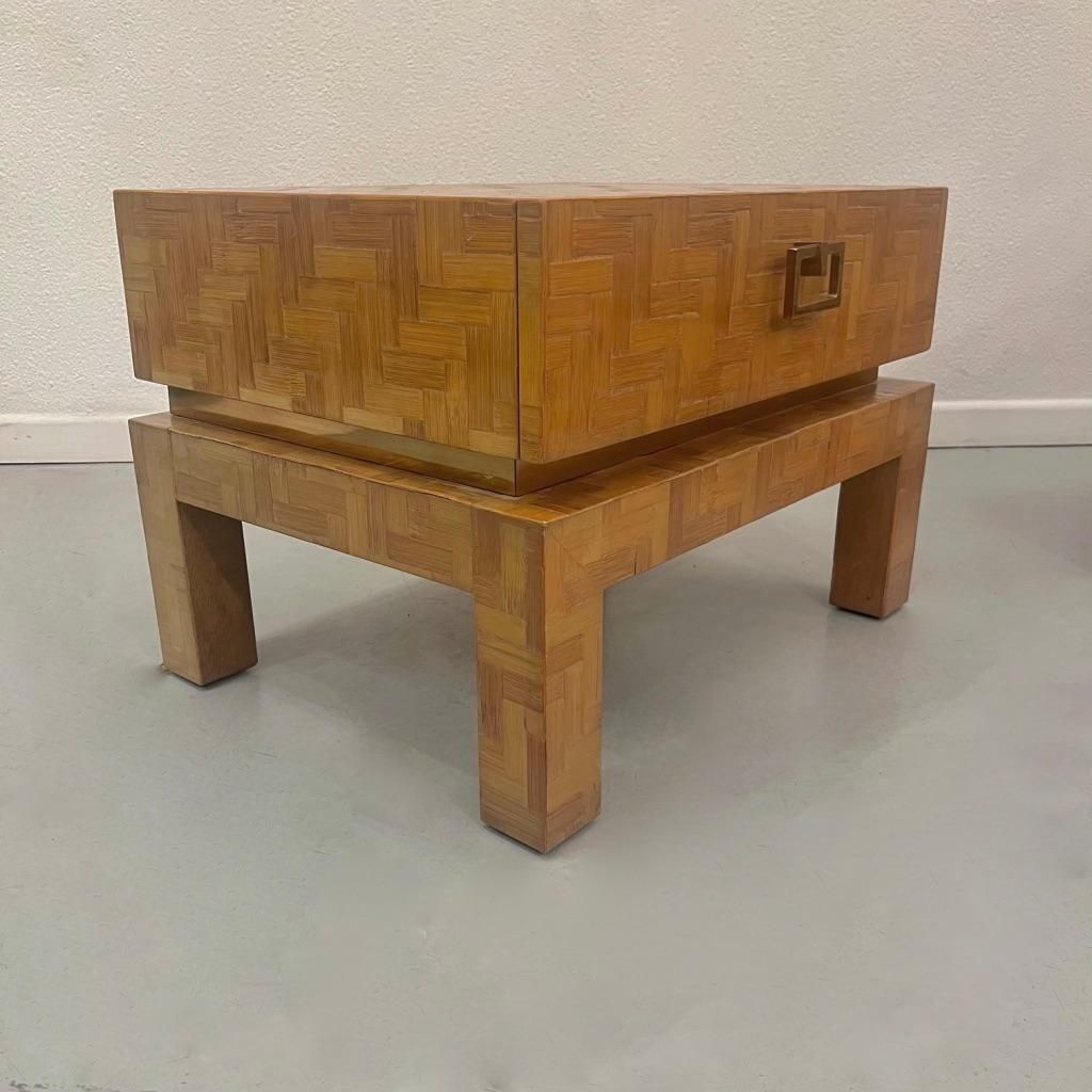 Pair Of Vintage Bamboo & Brass Bedside Tables Made In Italy Ca. 1980s photo furniture
