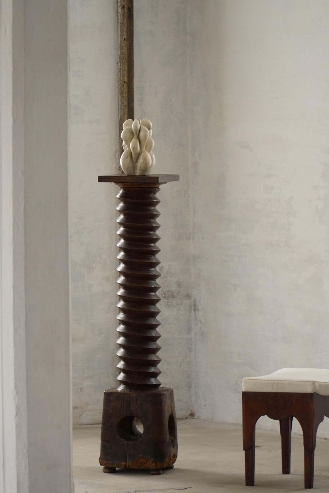 19th Century Large Sculptural French Solid Wood Wine Press / Pedestal photo for sale