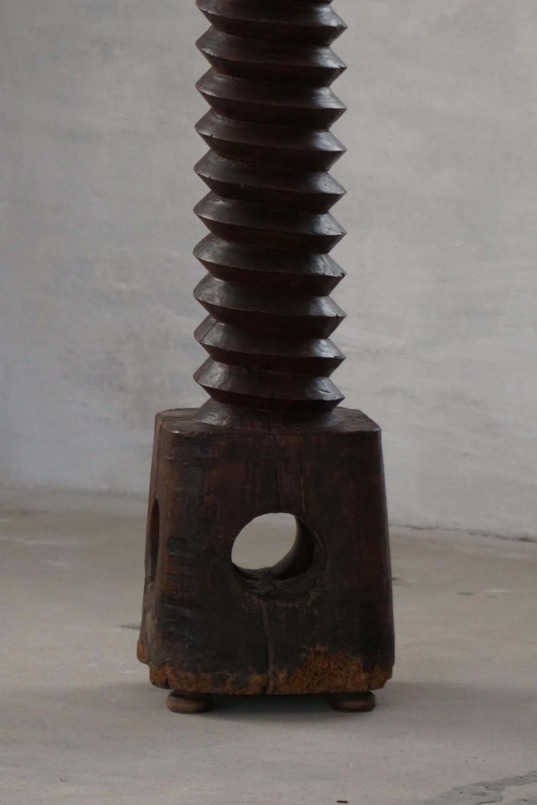 19th Century Large Sculptural French Solid Wood Wine Press / Pedestal photo vintage