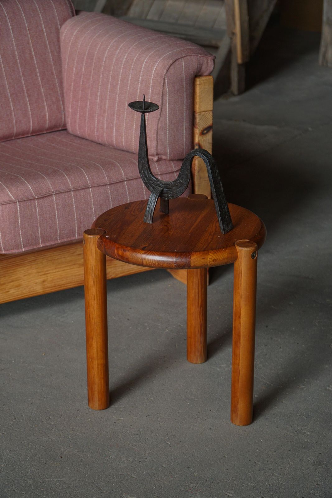 Furniture 20th Century, Scandinavian Modern Tripod Stool With Circular Seat, 1970s photo
