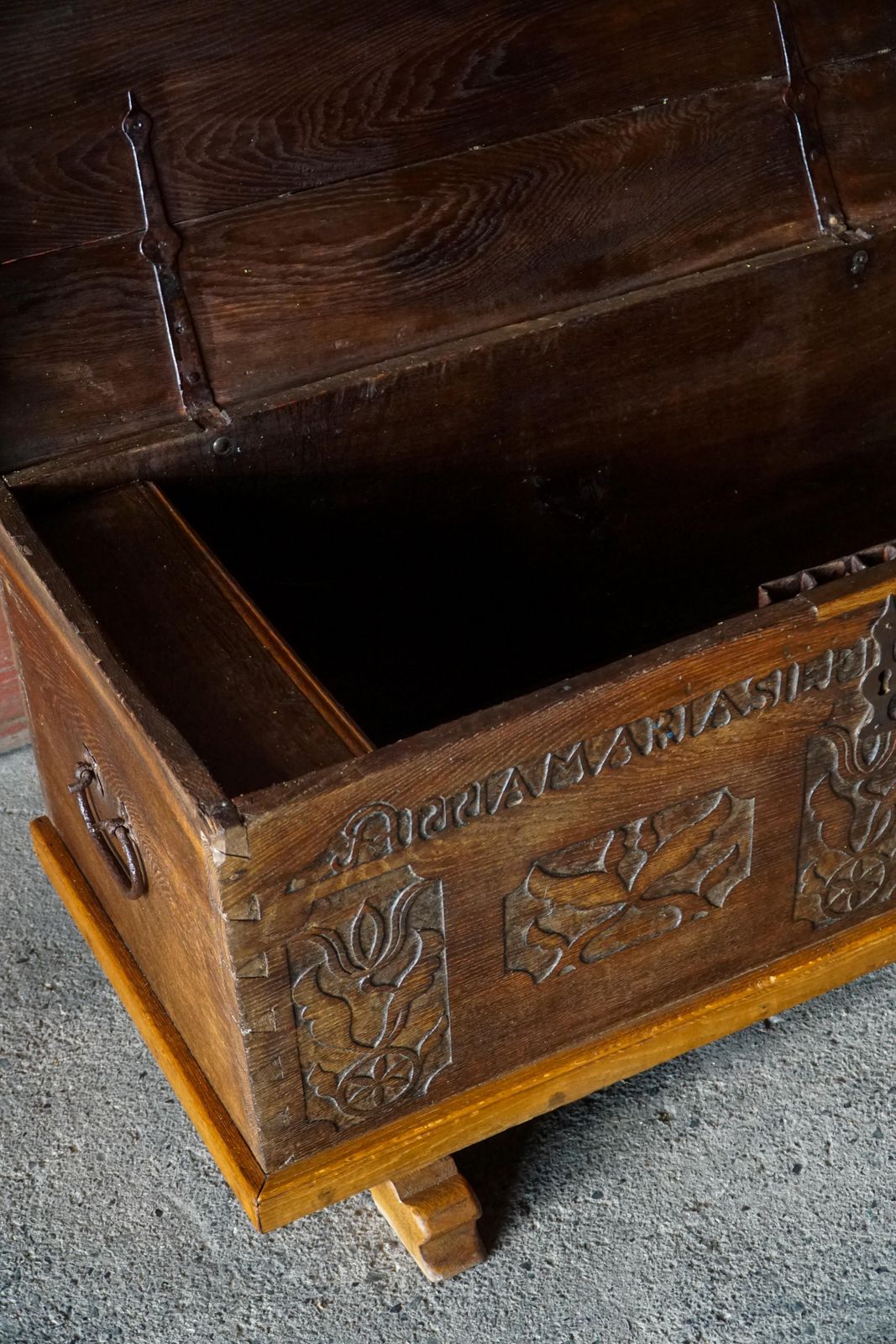 18th Century Scandinavian Folk Art Oak Chest With Carved Panels, Dated 1764 photo 1814.0