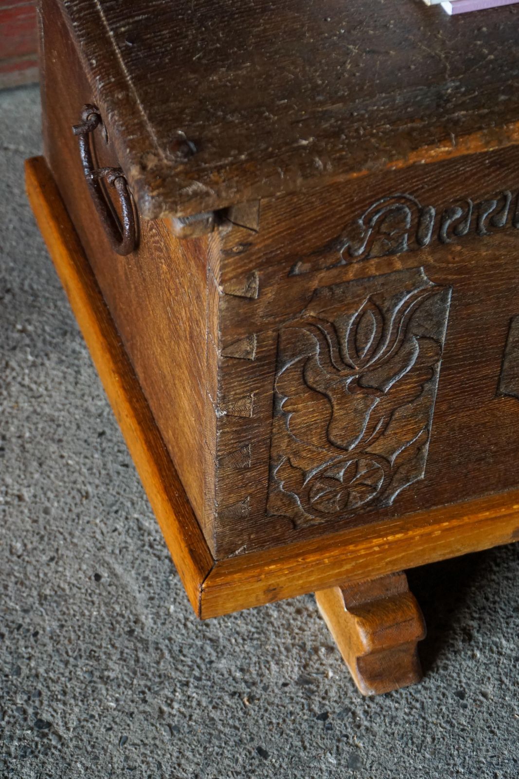 Furniture 18th Century Scandinavian Folk Art Oak Chest With Carved Panels, Dated 1764 photo