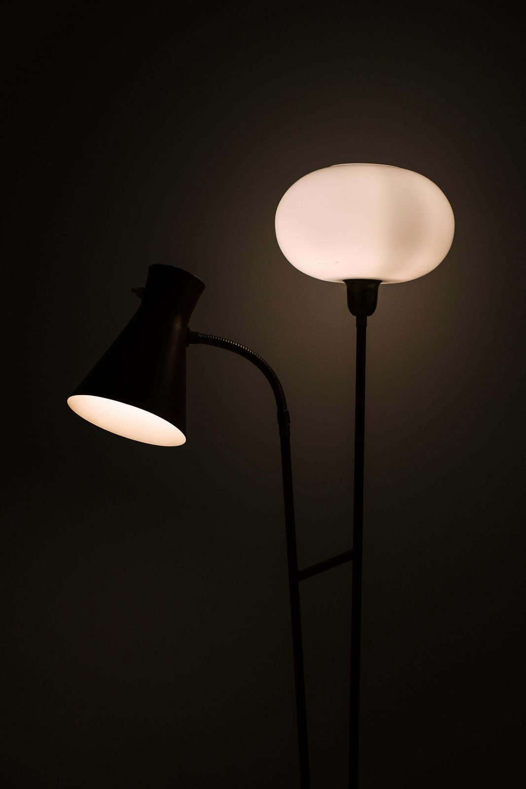 Rare Floor Lamp With Red Lacquered Metal Frame, 1950s photo Lighting