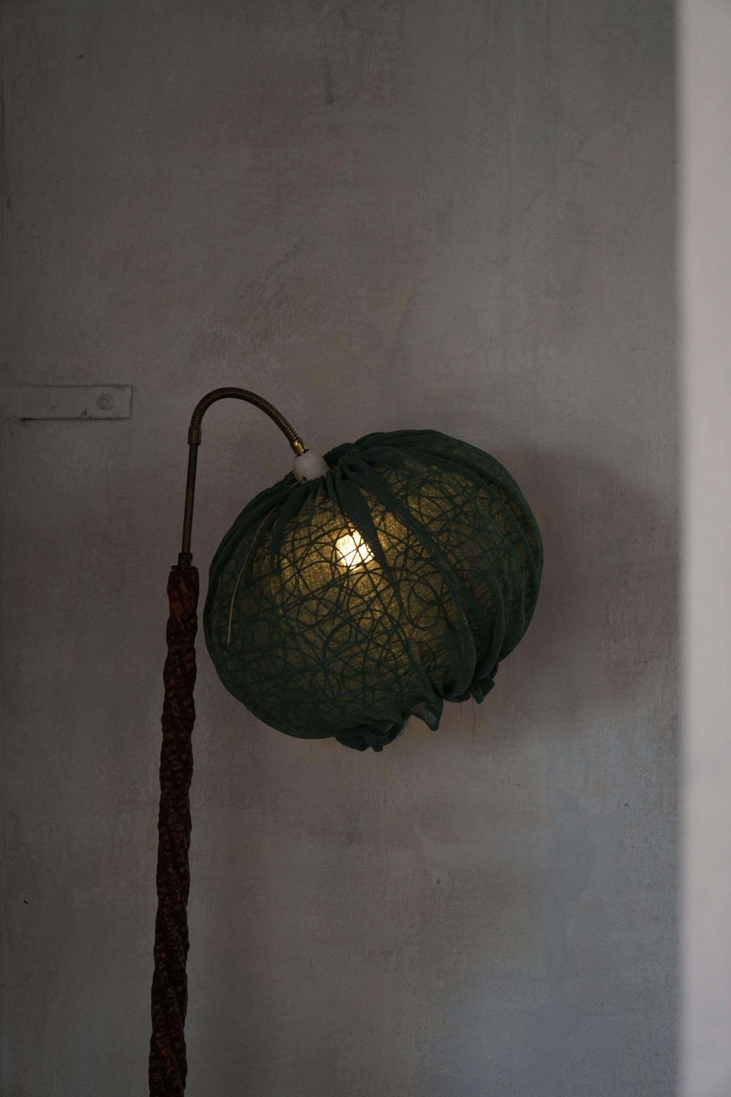 photo buy Swedish Mid Century Modern Organic Floor Lamp In Burned Wood, Wabi Sabi, 1950s