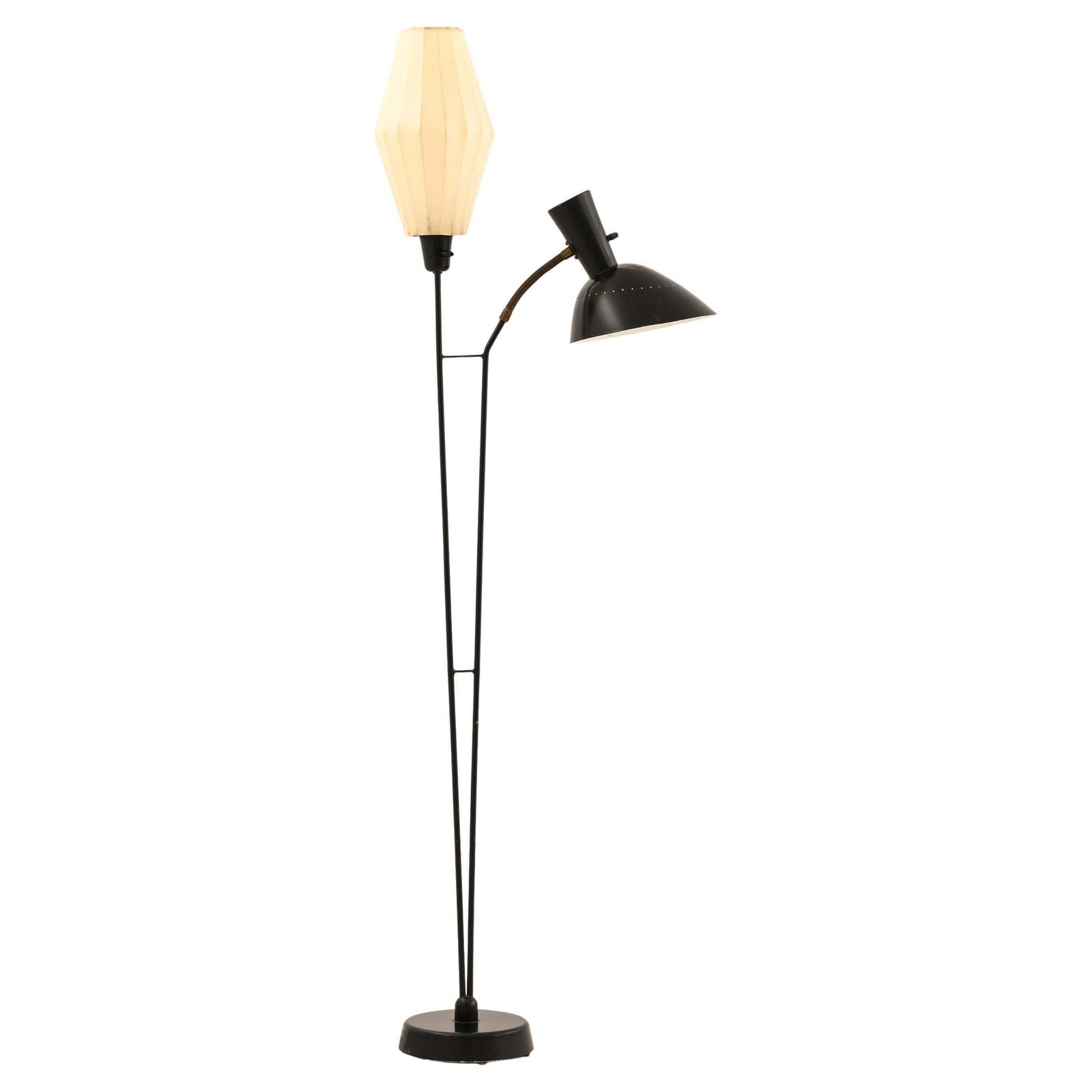 Rare Floor Lamp With Black Lacquered Metal Structure By Hans Bergström, 1950s