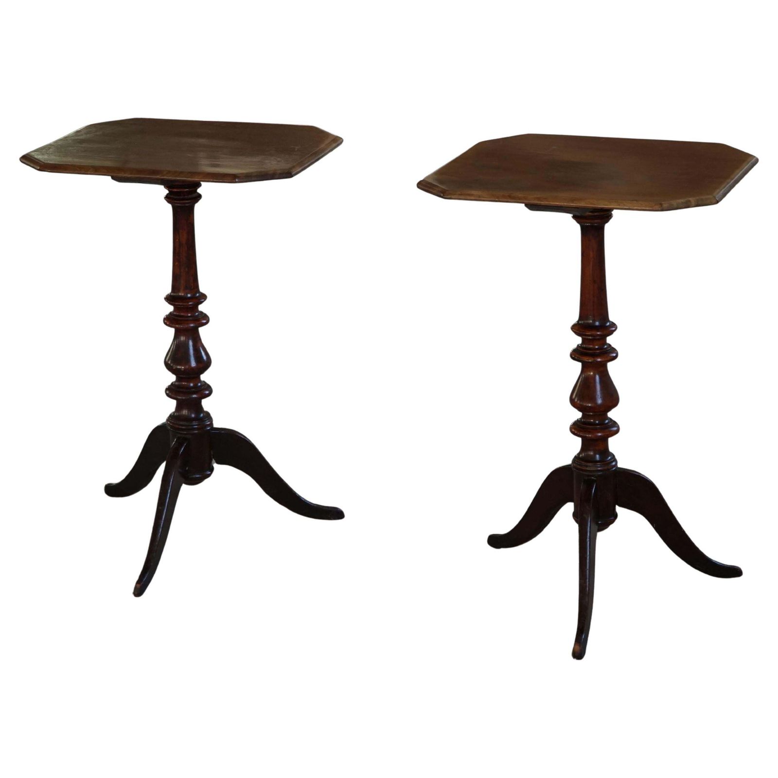 Pair Of English Side Tables / Pedestals, Nutwood, Mid Century, 1940s