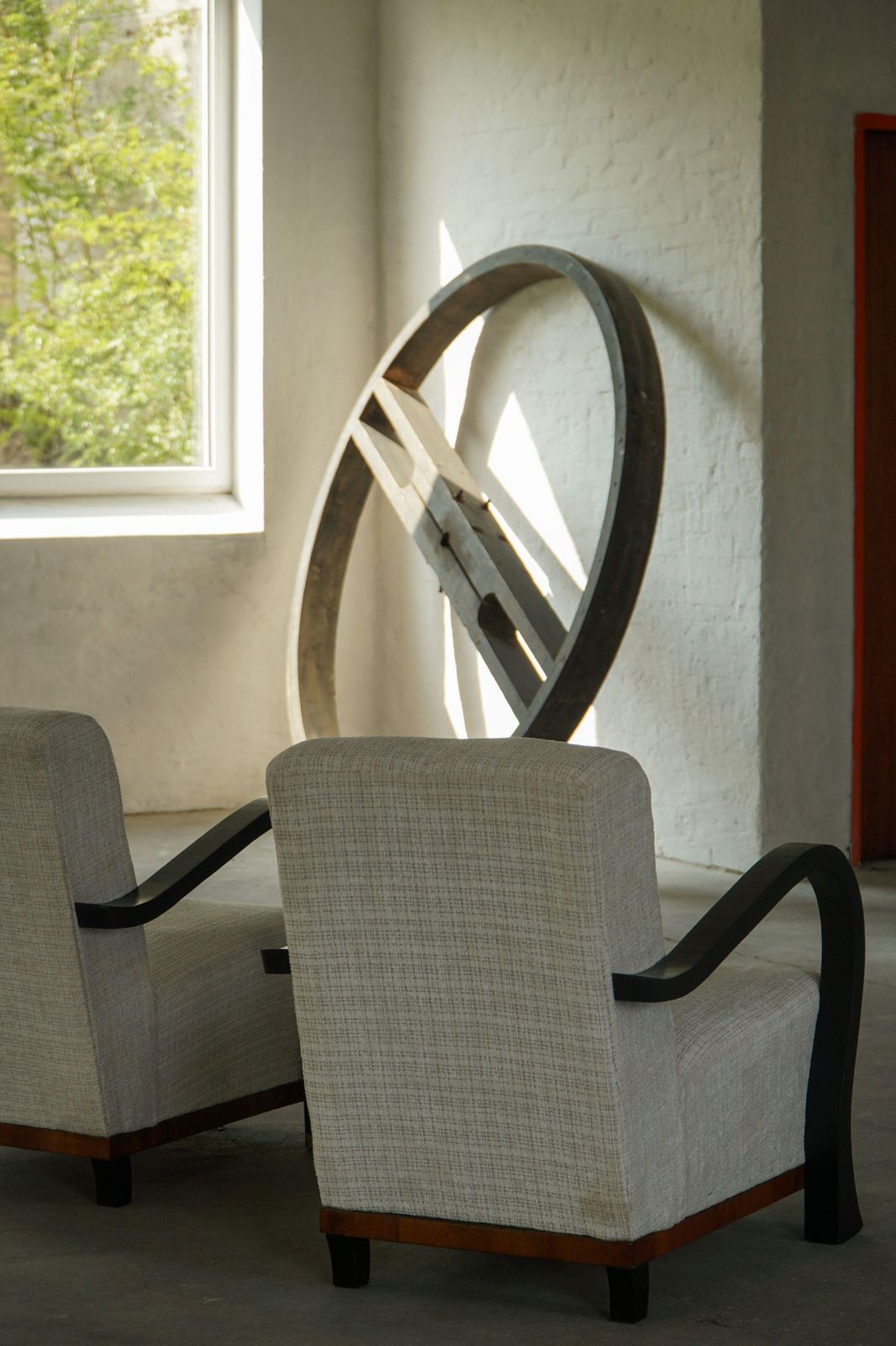 3719.0 A Pair Of Swedish Art Deco Lounge Chairs With Curved Armrests, 1930s photo