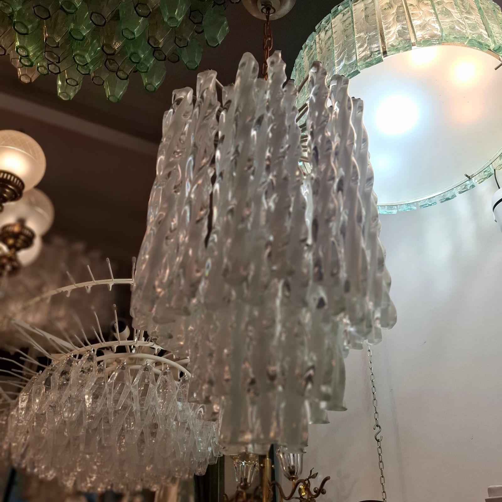 Mazzega Lampadario Murano Metallo 1960 Italy photo buy