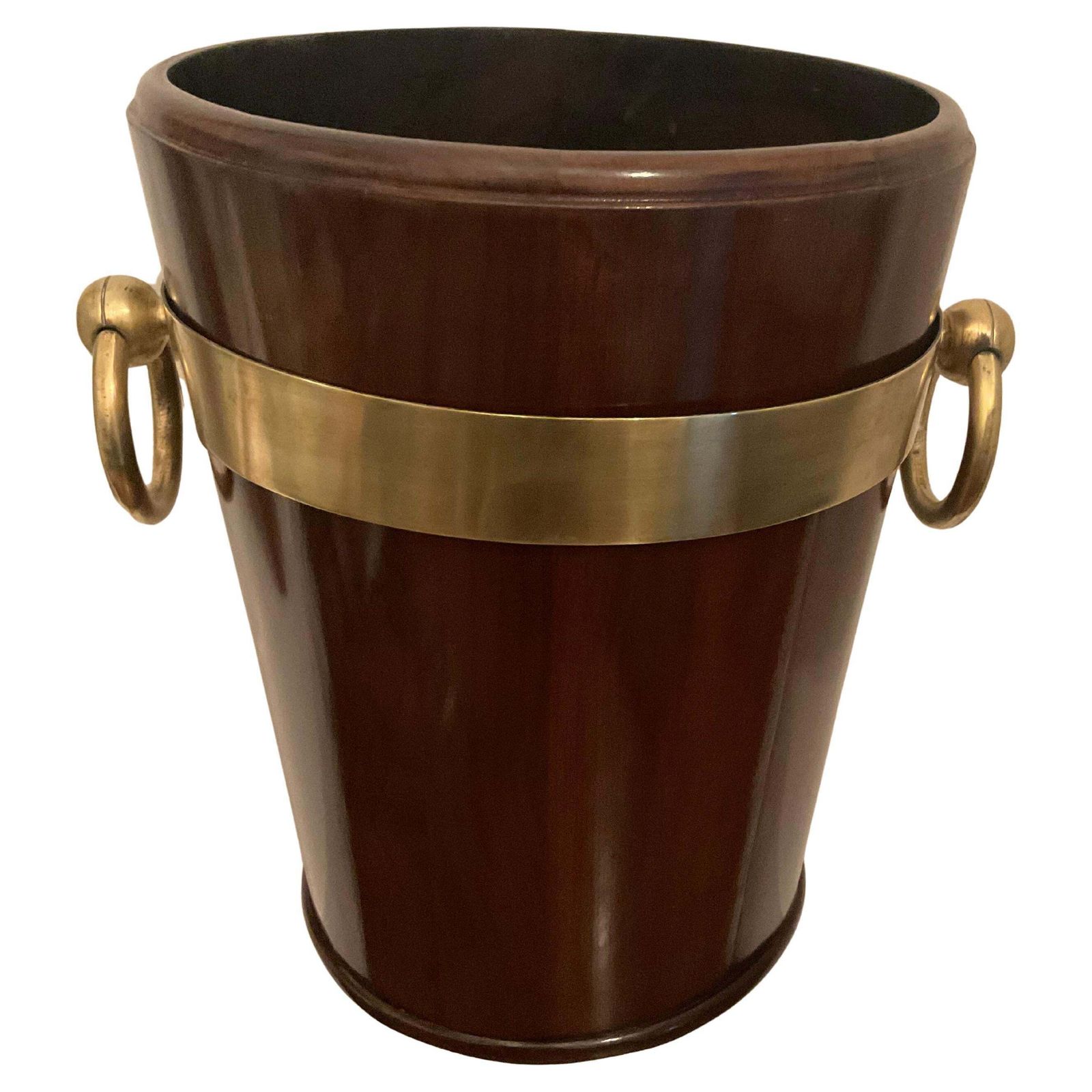 Bottle Holder Bucket In  Mahogany Wood And Brass Italy 1940