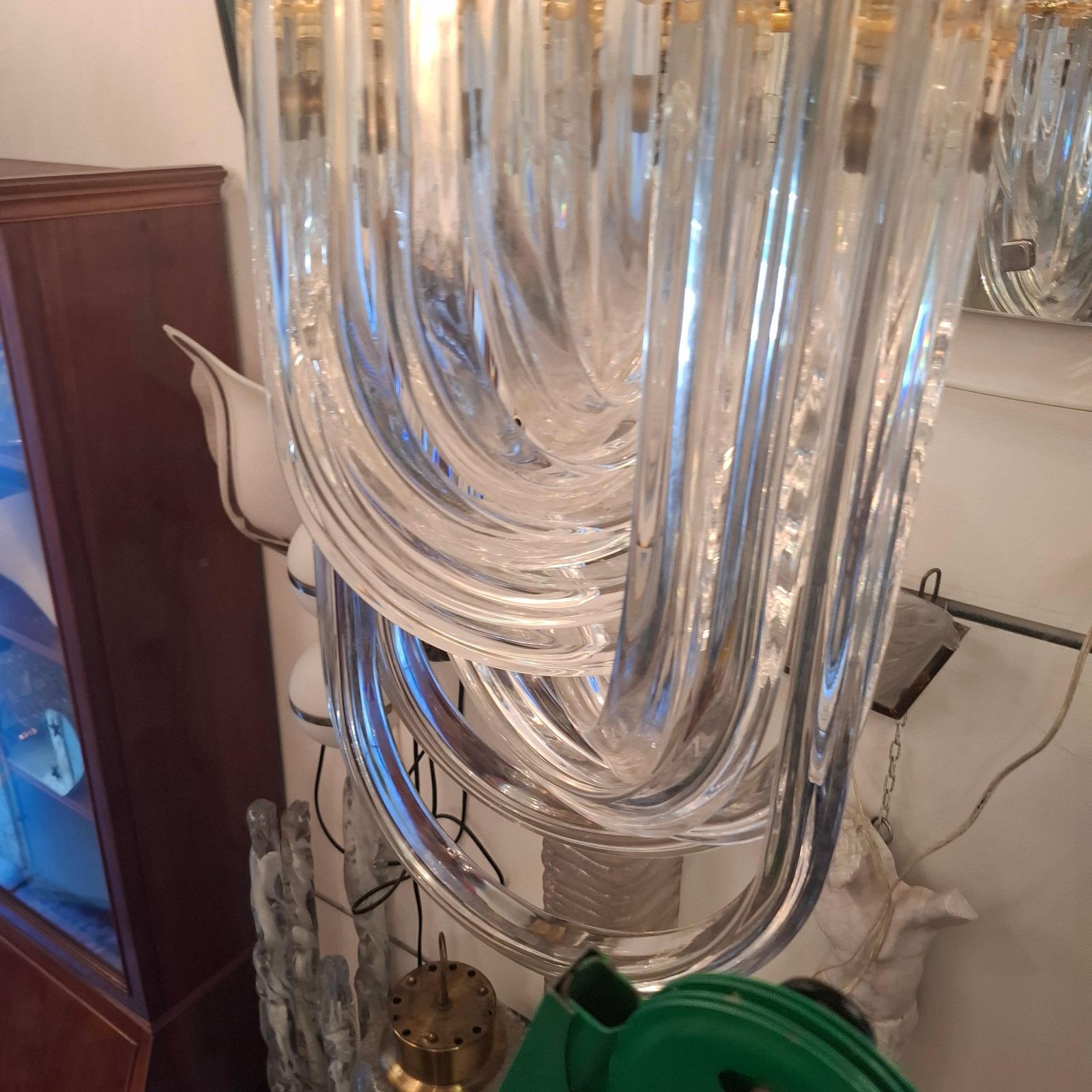 photo vinterior Venini Chandelier Murano Glass Brass 1970 Italy