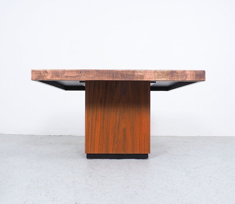 Coffee Table In Copper And Teak By Heinz Lilienthal, 1970s photo vinterior