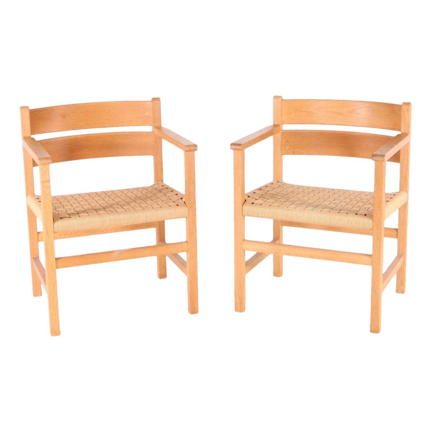 Pair Of Wood And Rope Armchairs