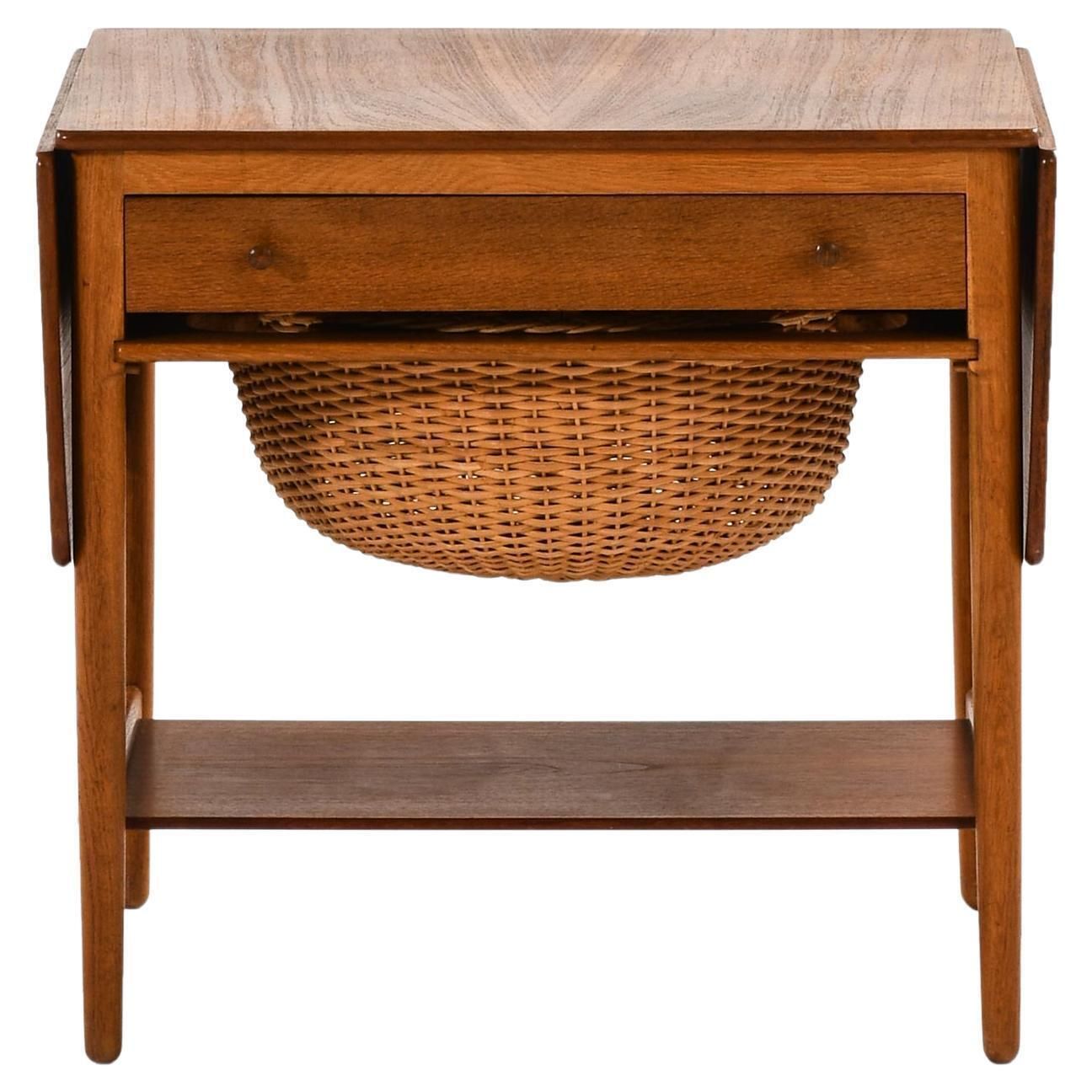 Rare Side Or Sewing Table, Model At 33 By Hans Wegner, 1950s