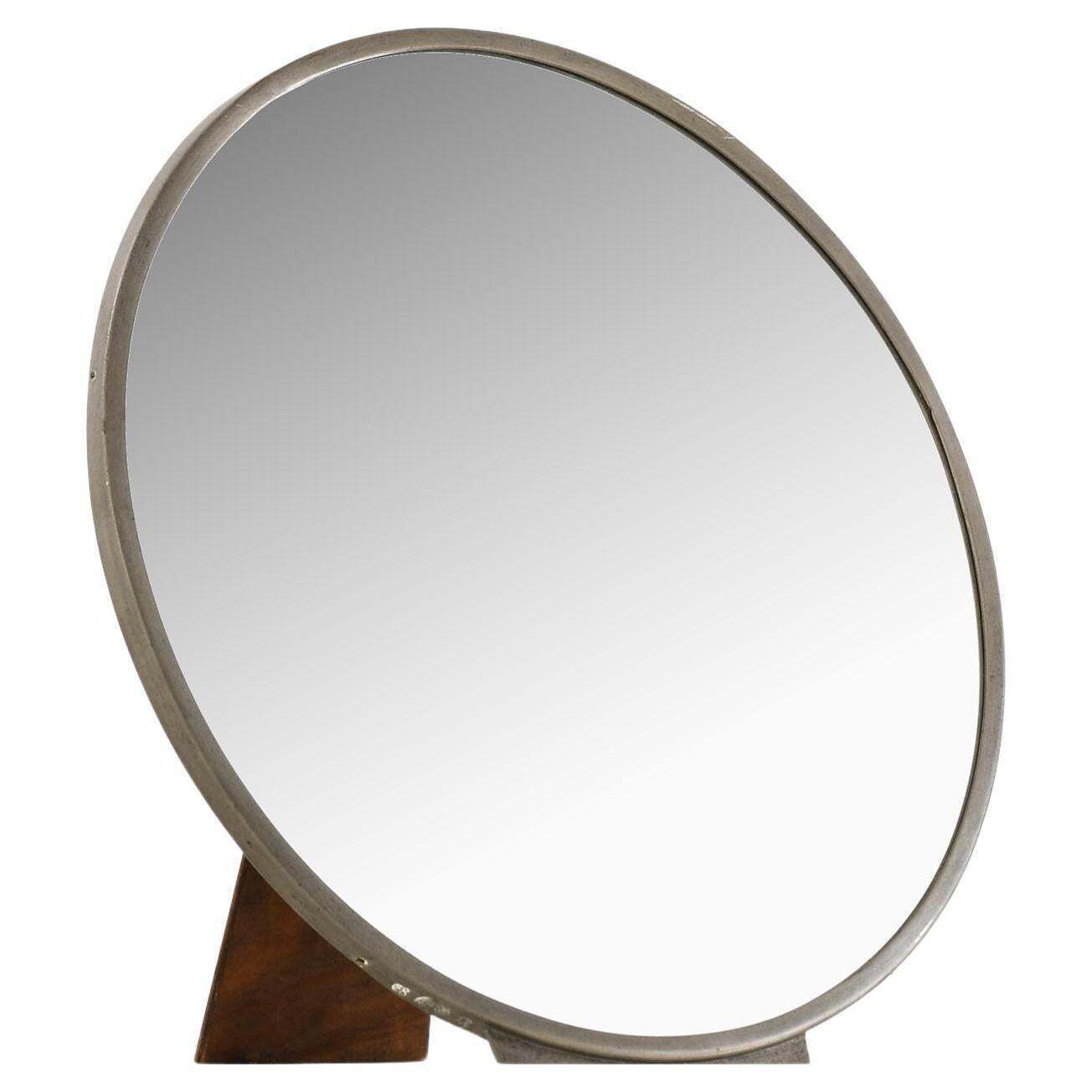 Table Mirror In Pewter And Wood By Nils Fougstedt, 1931