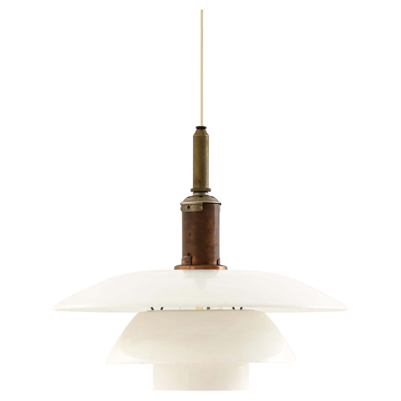Ceiling Lamp, Model Ph 4/4, In Opaline Glass And Metal By Poul Henningsen, 1930s