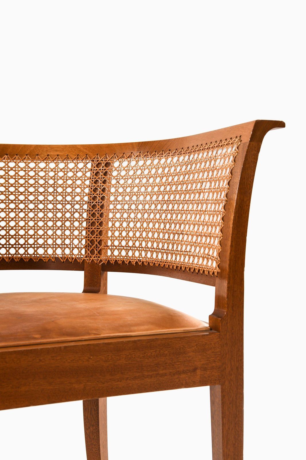 The 'Faaborg Chair' In Mahogany, Cane And Leather By Kaare Klint, 1914 photo for sale