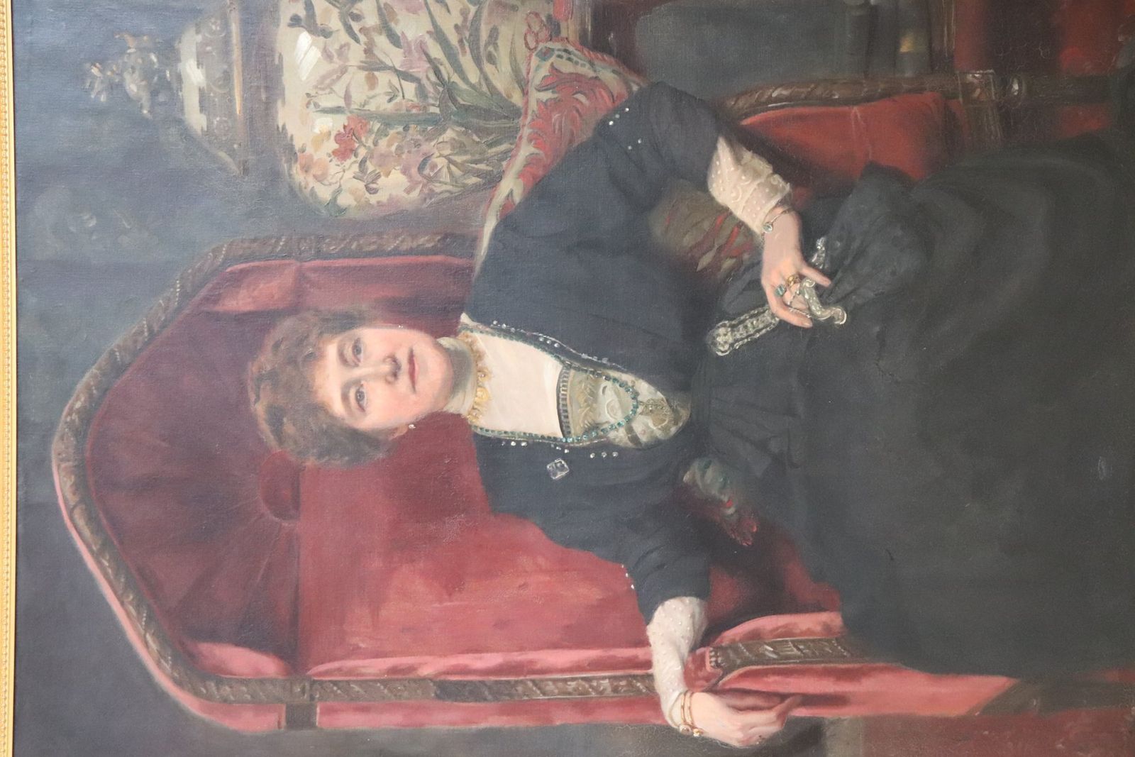 photo vintage Portrait Of A Lady, Oil Painting On Canvas, 1913, Framed