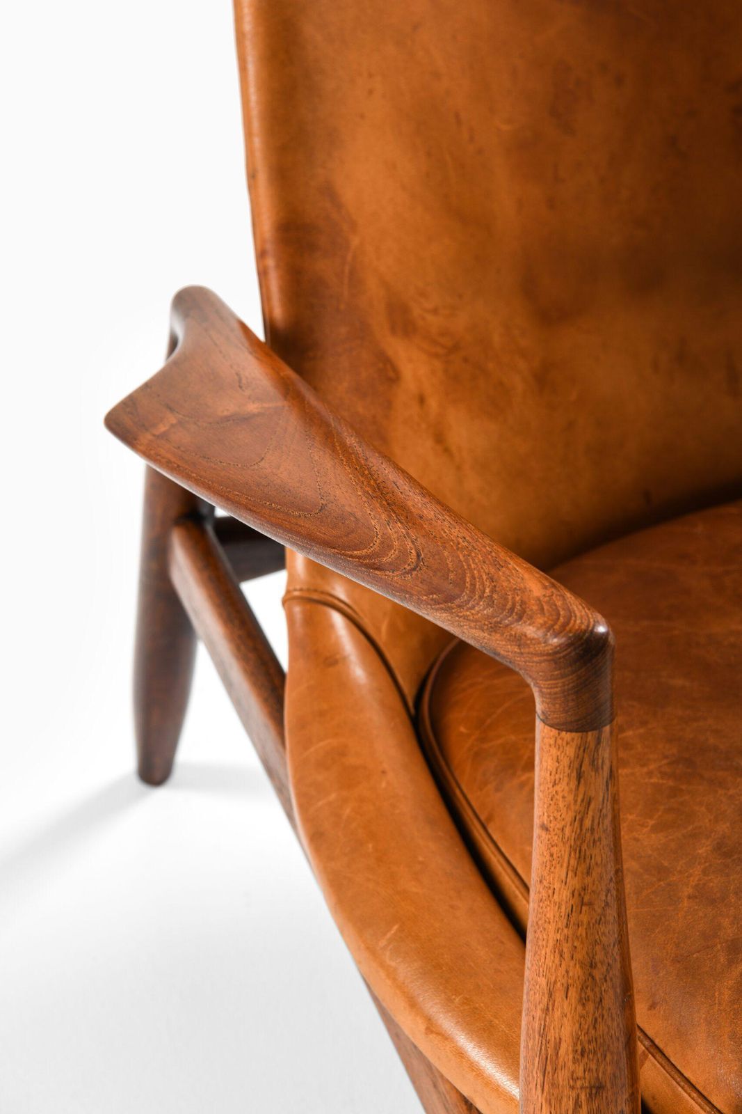 Easy Chair In Teak And Original Cognac Leather By Ib Kofod Larsen, 1950s photo 28678.0