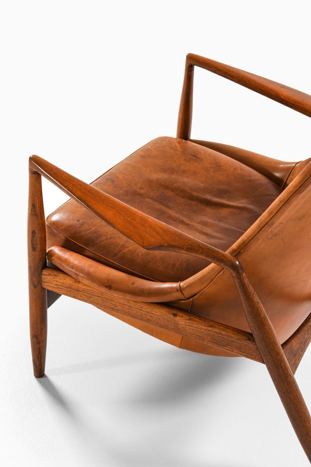 photo for sale Easy Chair In Teak And Original Cognac Leather By Ib Kofod Larsen, 1950s