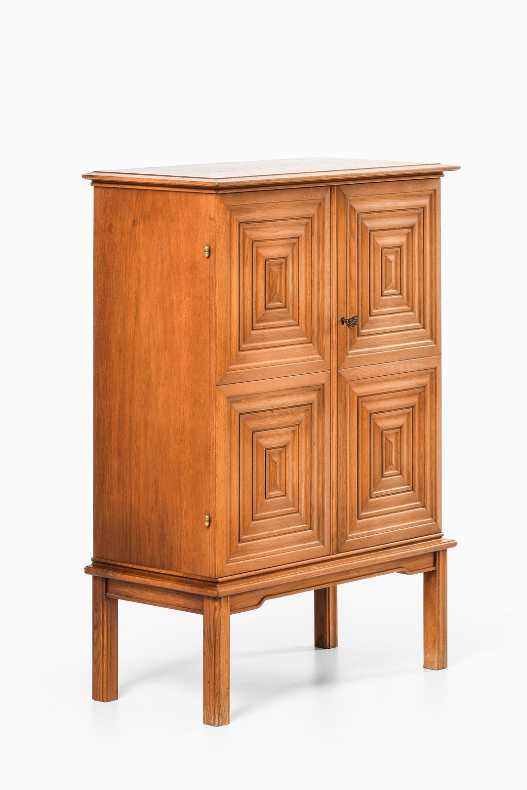 Cabinet In Oak And Brass By Oscar Nilsson, 1940's photo furniture