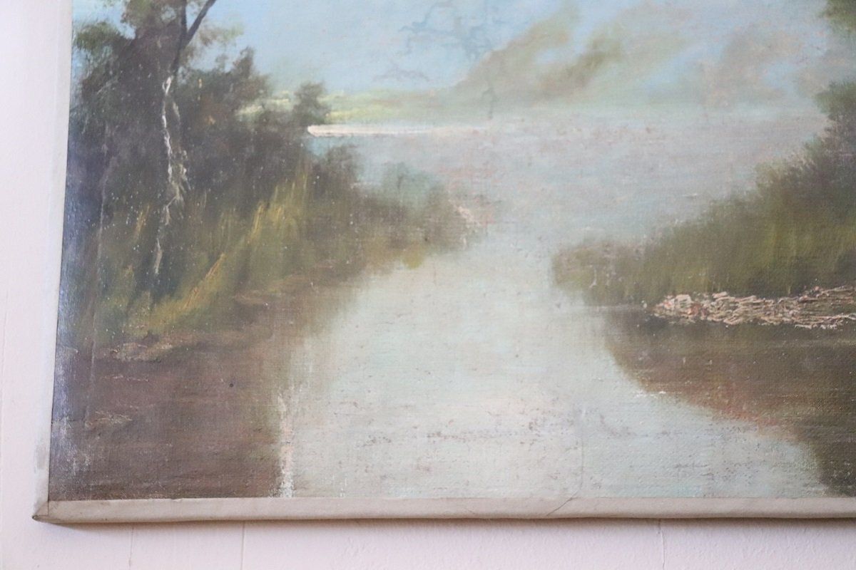 Landscape, Oil Painting On Canvas, 19th Century, Framed photo furniture