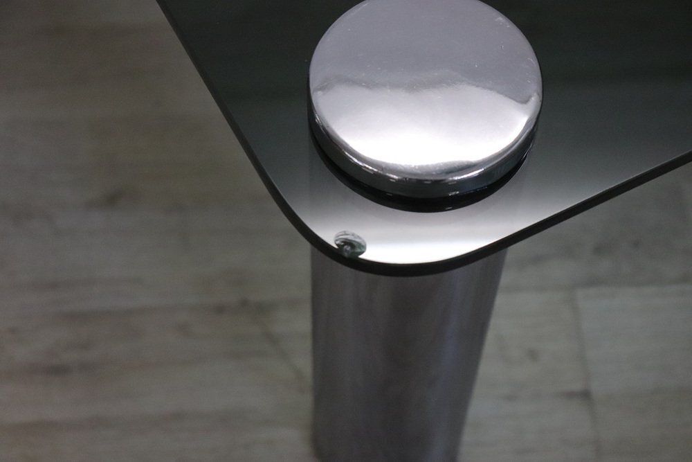 Coffee Table In Chromed Metal And Smoked Glass, 1970s photo buy