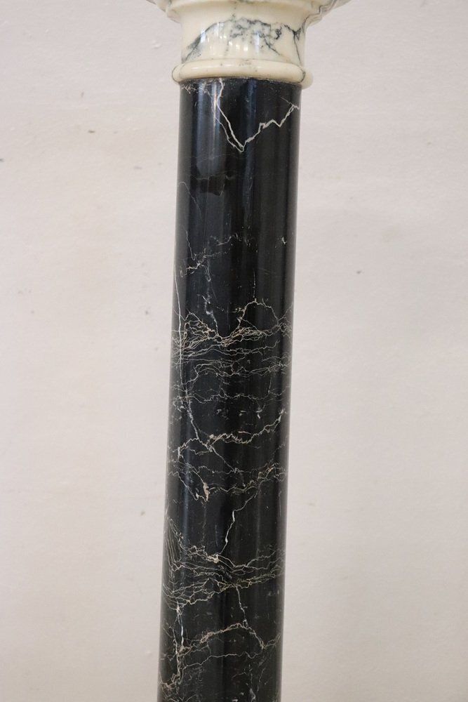 Antique Black And White Marble Column, 1800s photo vinterior