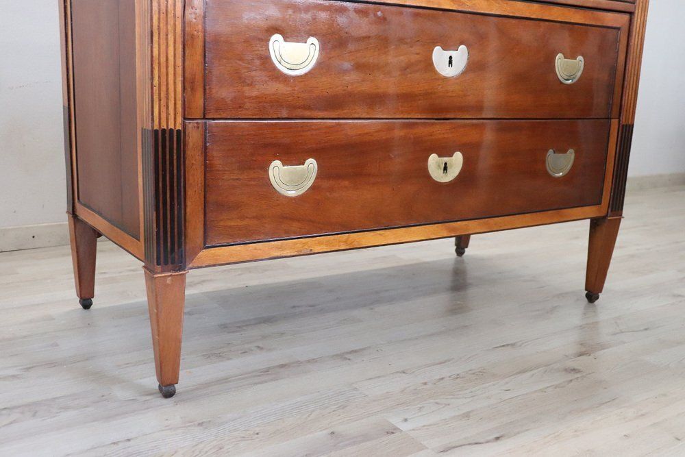Furniture Antique Walnut Chest Of Drawers With Marble Top, 1700s photo