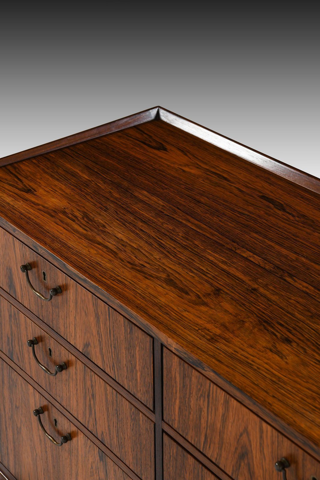 Dressing Table / Vanity / Bureau In Rosewood And Brass By Frode Holm, 1950's photo vintage