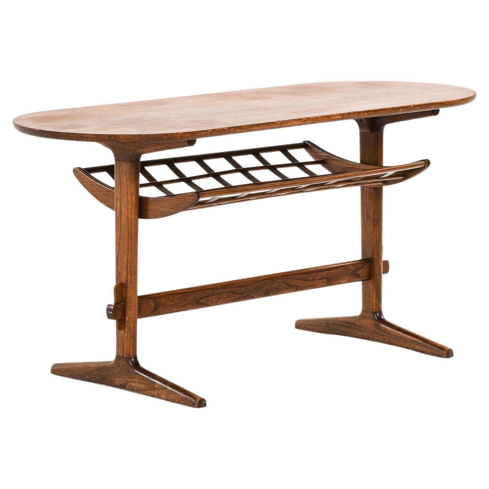 Coffee Table In Stained Elm By Frits Henningsen, 1950's
