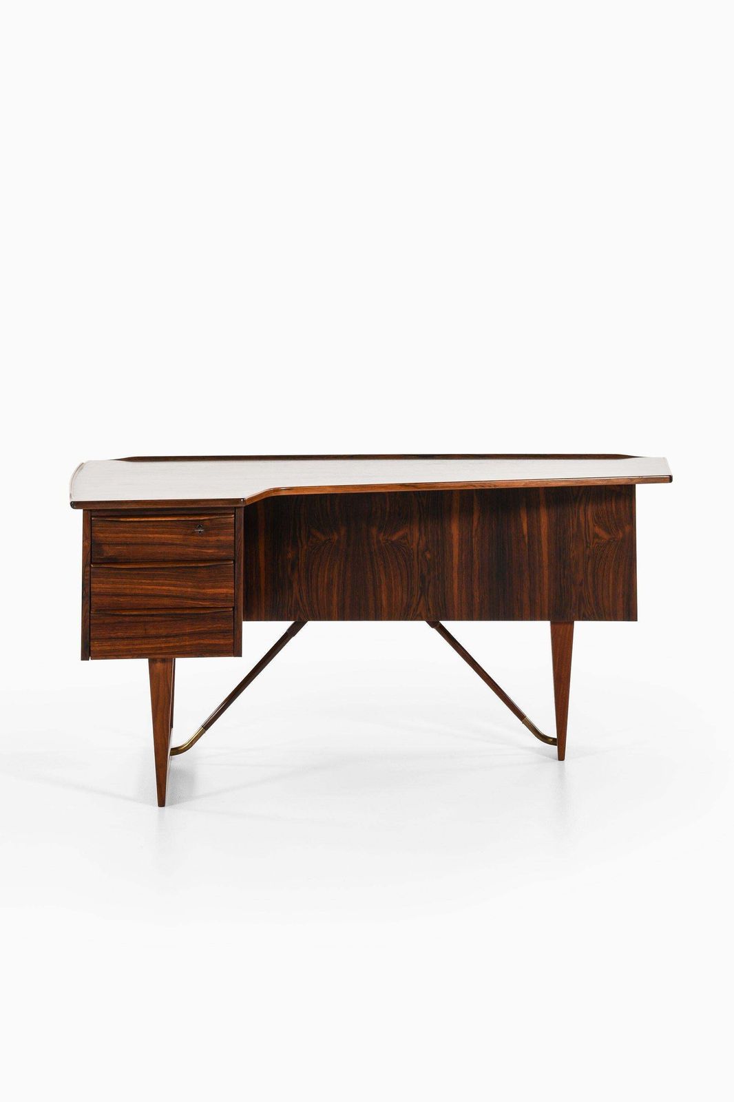 Freestanding Desk In Rosewood, Brass By Peter Løvig Nielsen, 1950's photo furniture