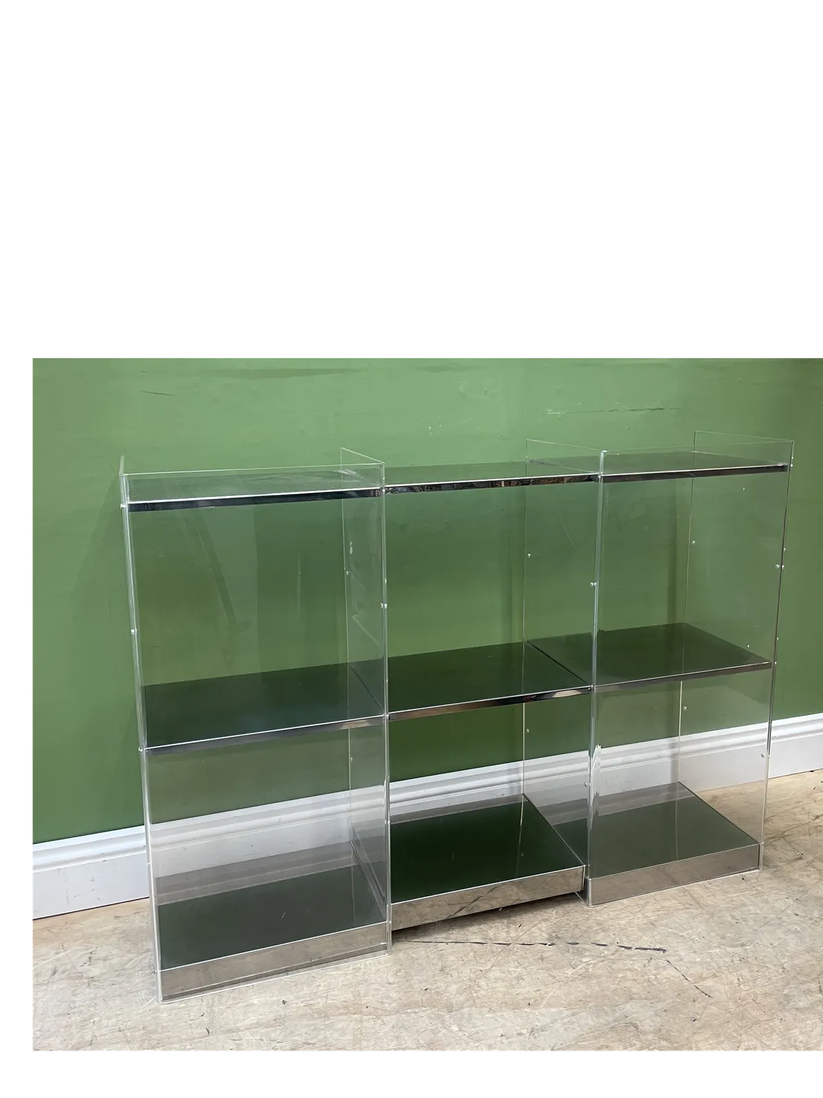 Mid Century Perspex & Chrome Display Case / Shelving Unit photo furniture