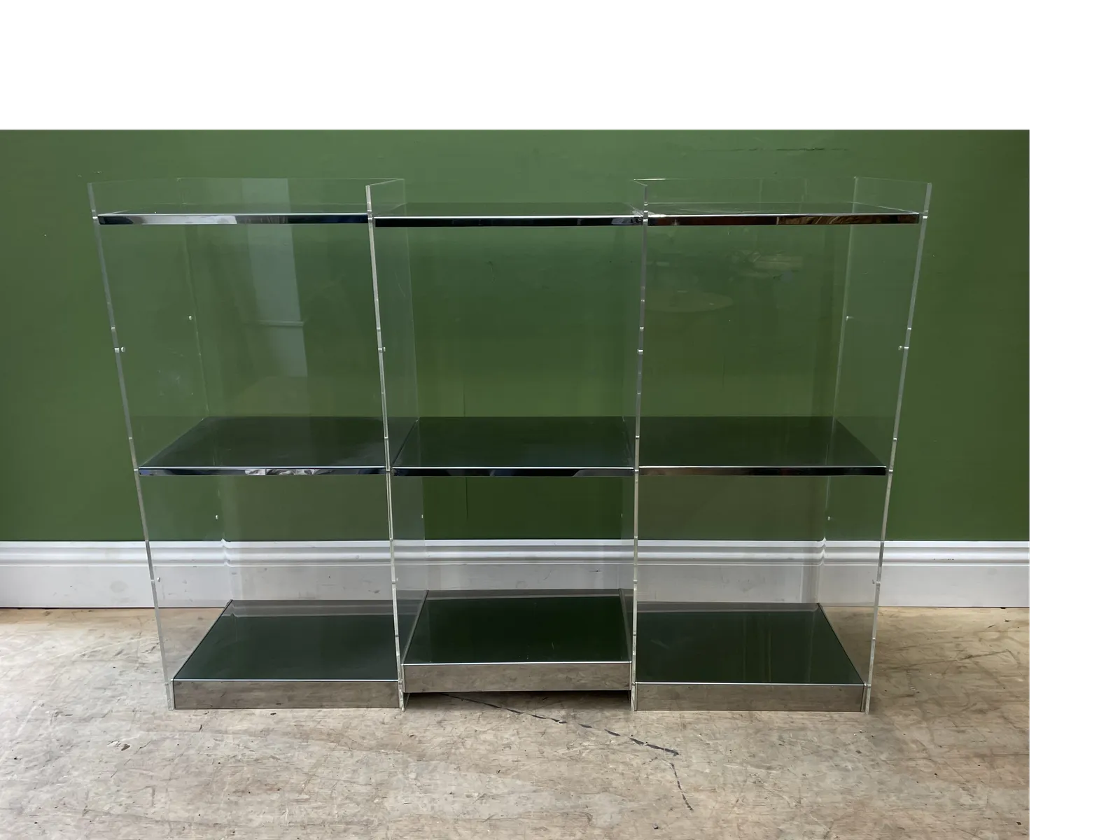 Mid Century Perspex & Chrome Display Case / Shelving Unit photo for sale