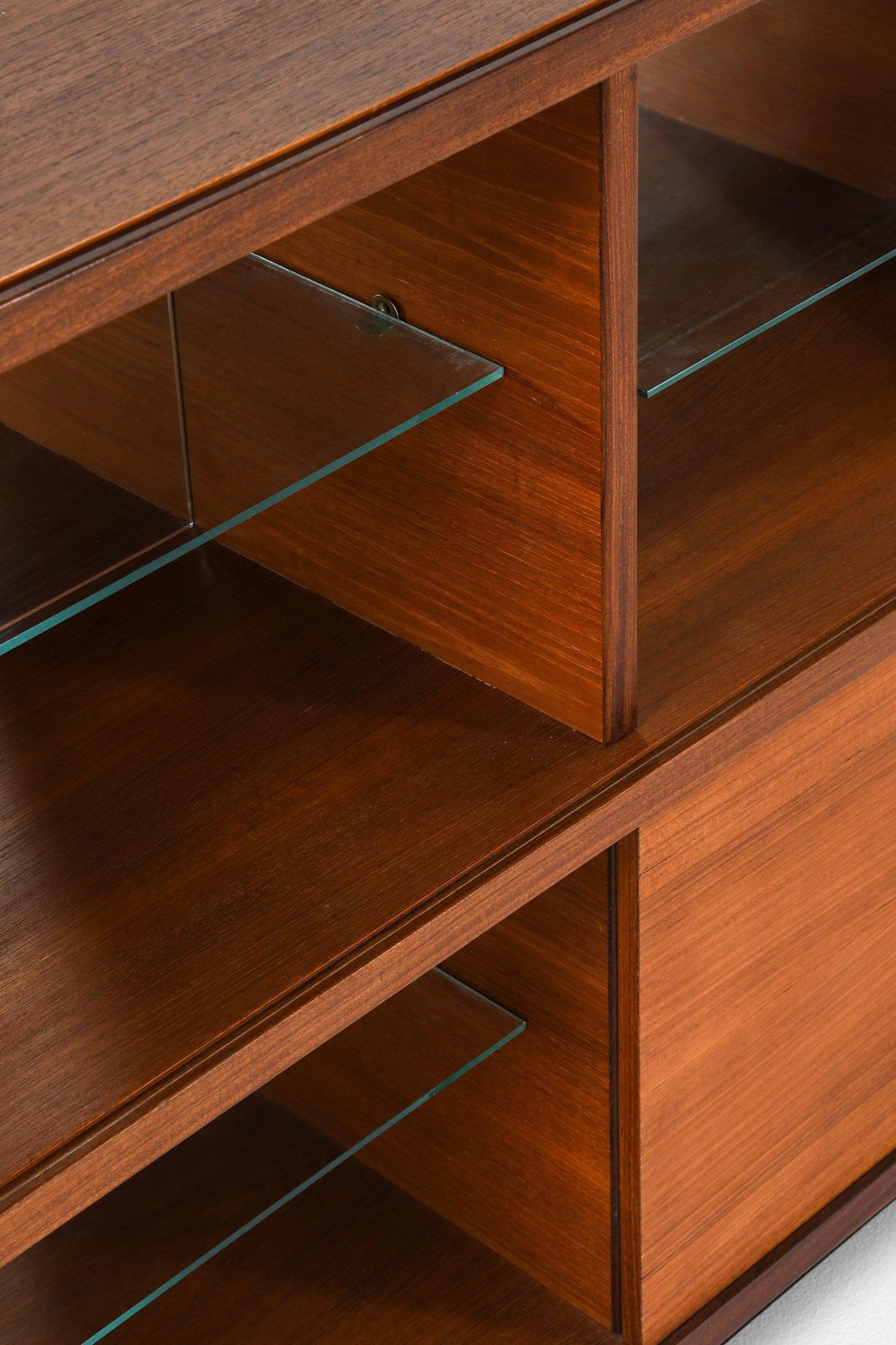 Sideboard In Teak, Black Lacquered, Mirrored Glass And Glass, 1957 1958 photo Furniture