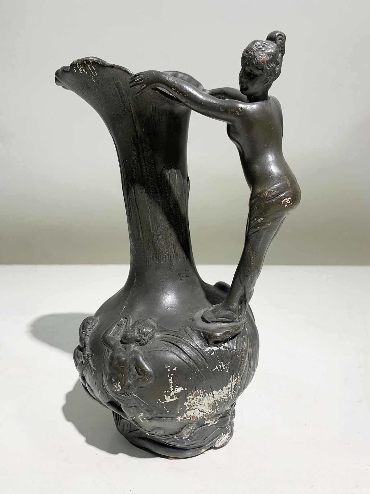 Art Nouveau Pewter Pitcher By Jean Maurice Petizon, Signed "Petiz" , Circa 1920 photo vintage