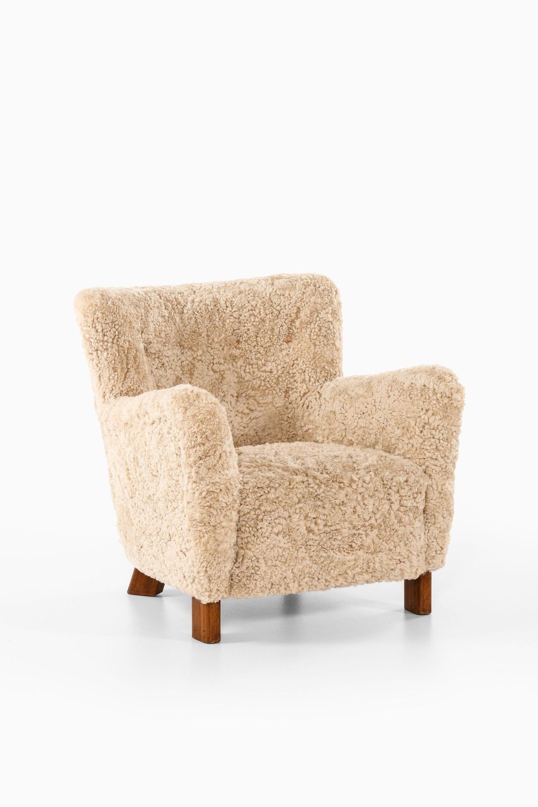 Easy Chair In Beech And Newly Reupholstered In Sheepskin By Fritz Hansen, 1938 photo furniture