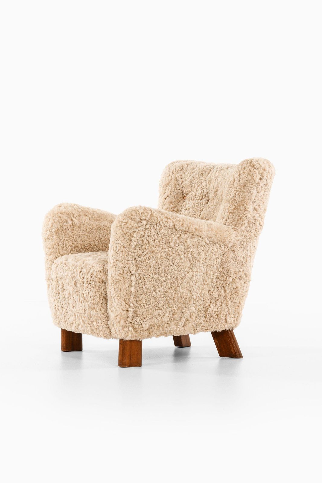 Easy Chair In Beech And Newly Reupholstered In Sheepskin By Fritz Hansen, 1938 photo for sale
