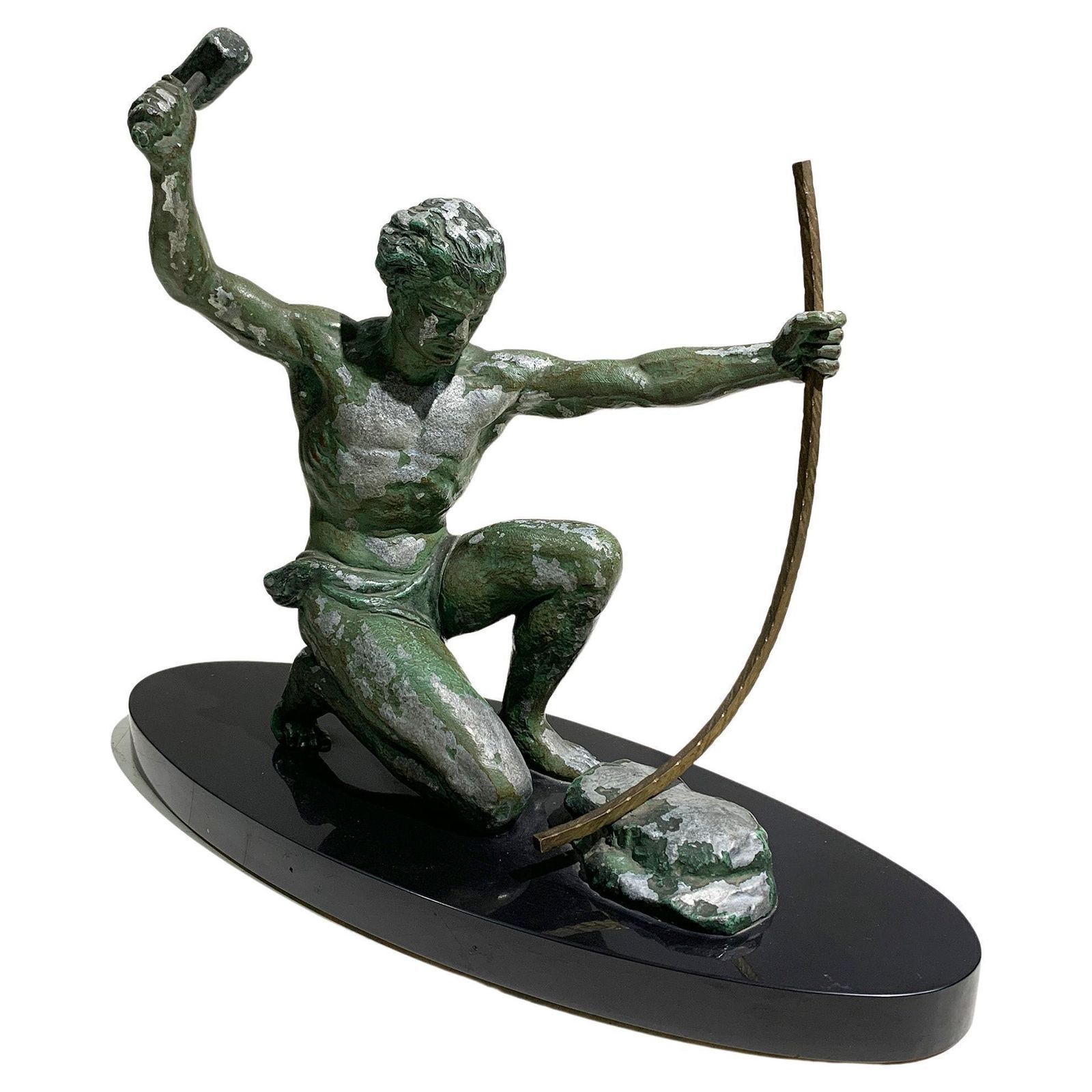 Jean De Roncourt Art Deco "The Blacksmith" Sculpture Engraved "G. Hervor", 1930s