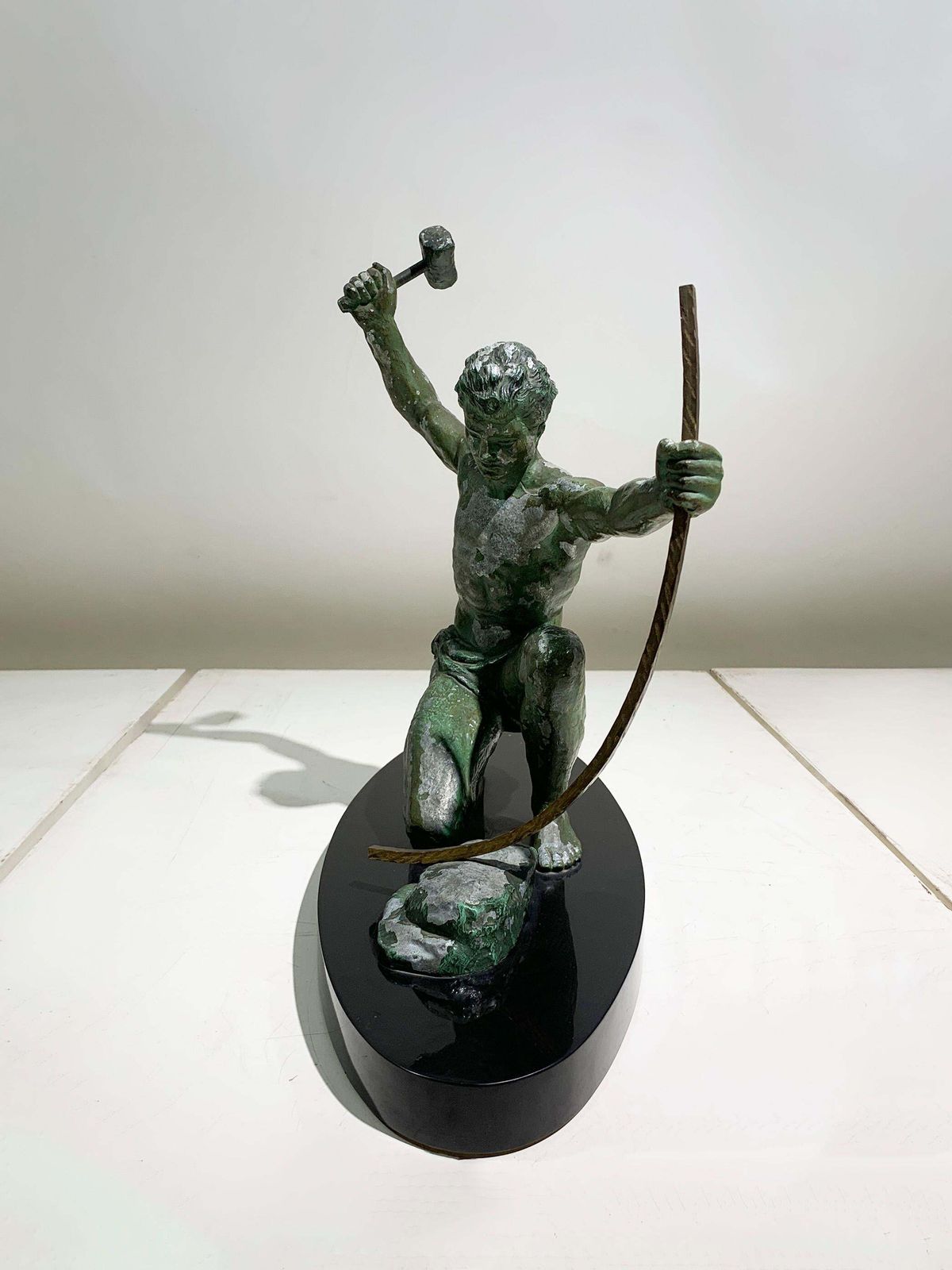 Art Jean De Roncourt Art Deco "The Blacksmith" Sculpture Engraved "G. Hervor", 1930s photo